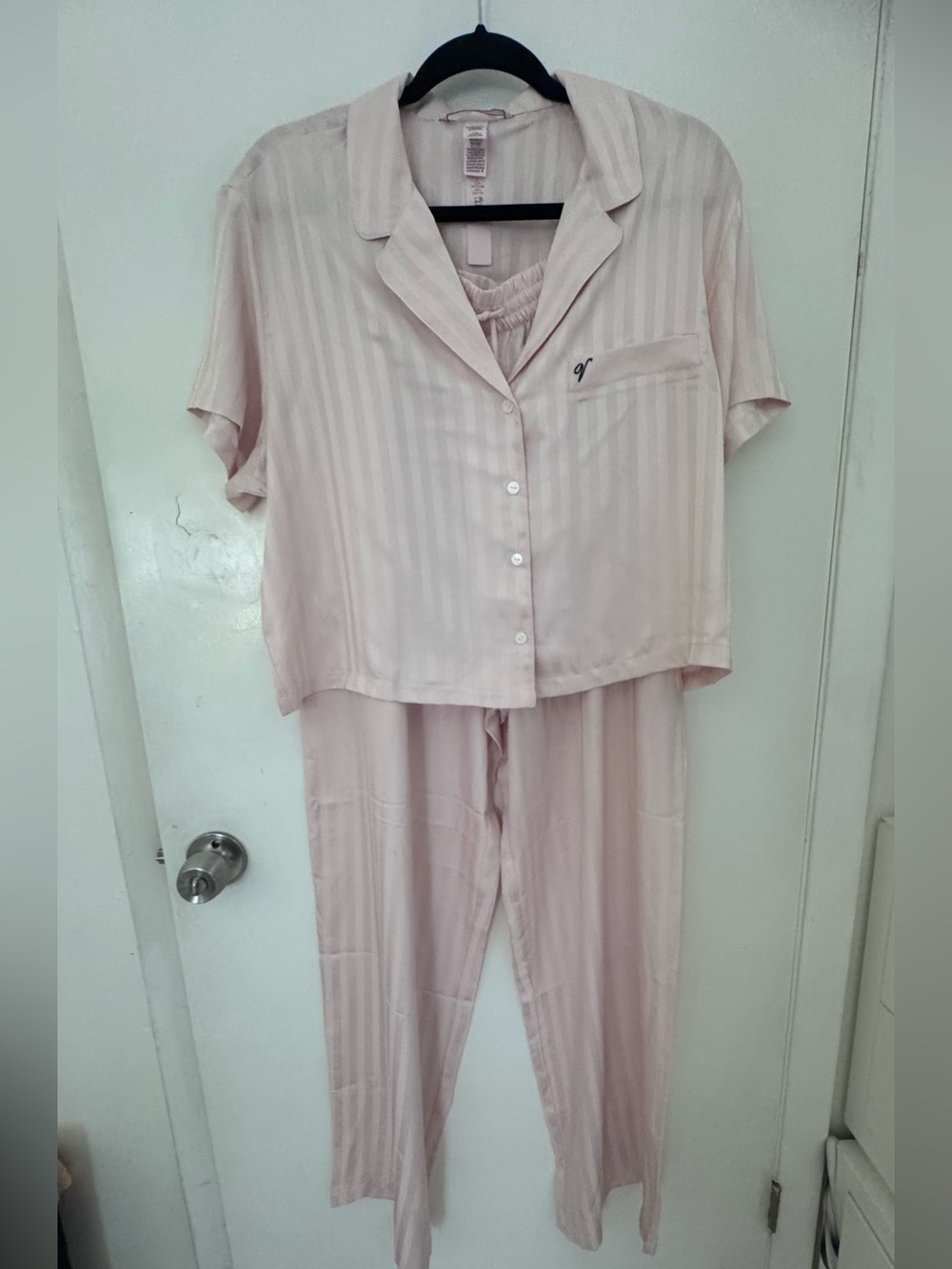 Victoria's Secret Light Pink Striped Short-Sleeve Pajama Set L - Picture 14 of 16